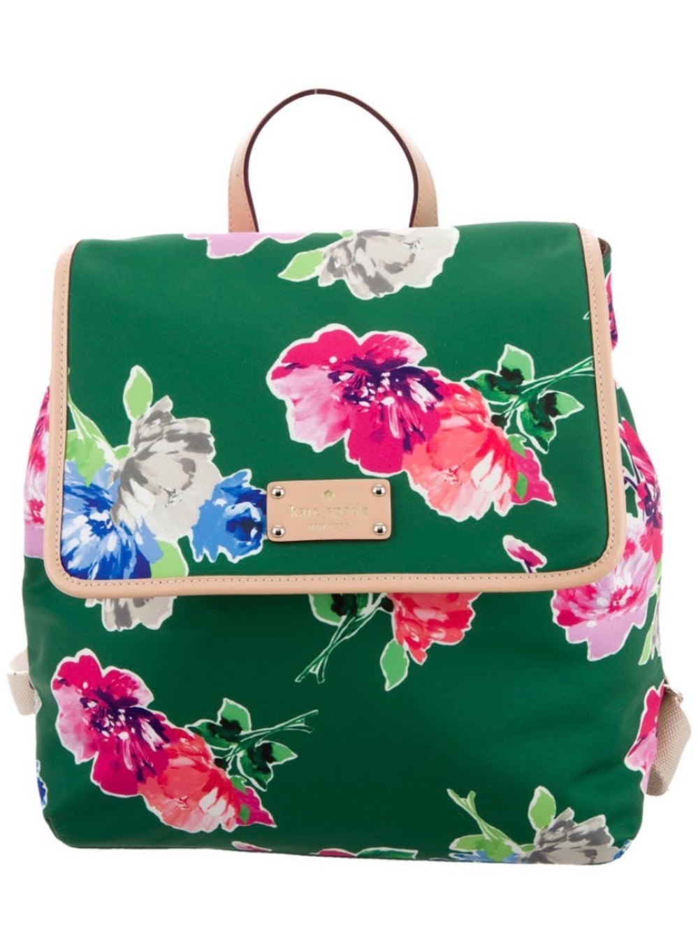 kate spade Green Floral Backpack with Pink, Blue and Cream Accents